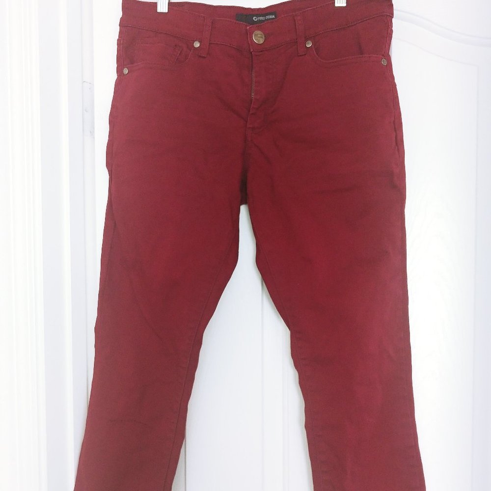 Fried Denim Men's Dark Red Pants - 32 x 30 Slim Fit
